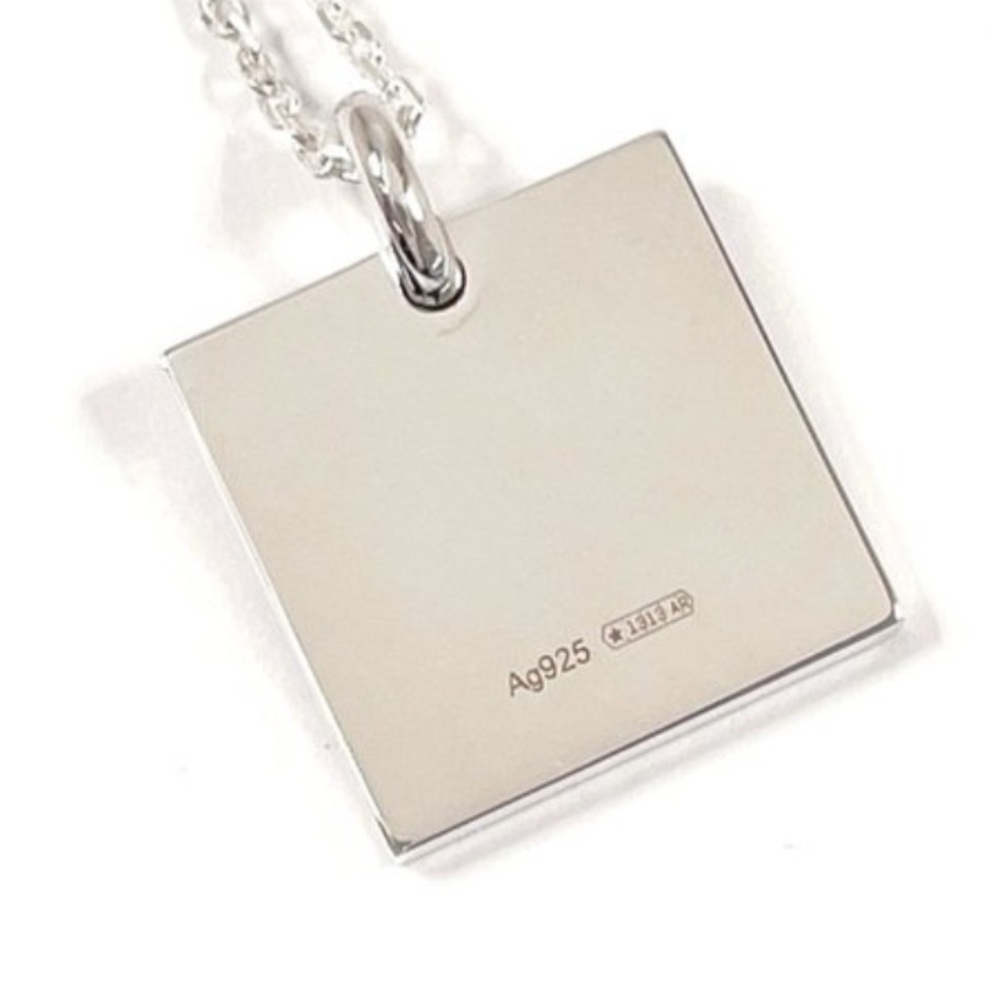 GUCCI Square Plate Pendant Necklace, Sterling Silver, 18 Inch chain - Picture 4 of 4